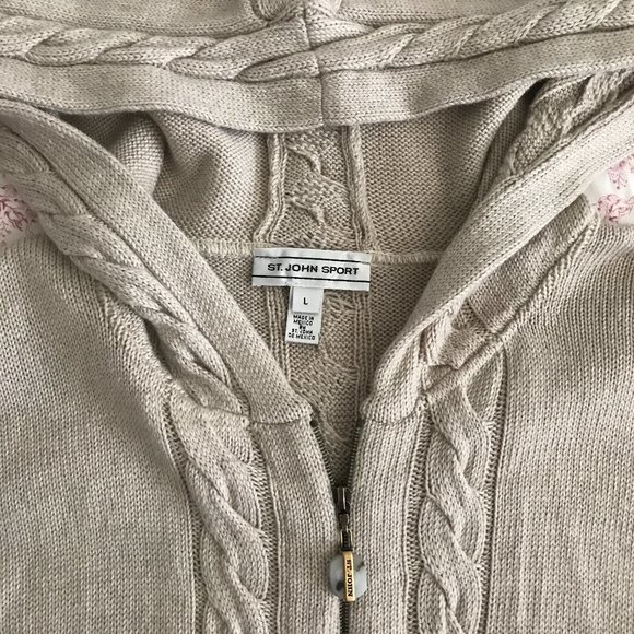 St.John Sport Hoodie Cadigan L Wool Silk Cashmere - Picture 11 of 11